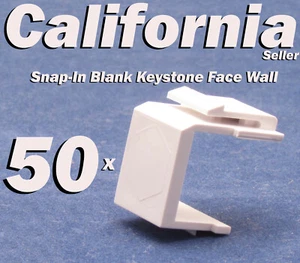 50 Keystone Blank Insert Cover Snap-in Wall Face Plate Hole Jack RJ45 CAT3 White - Picture 1 of 8