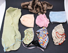 Vintage Lot of 7 Handmade Doll Bonnets Open Back 1 Barbie Faux Fur Coat Assorted