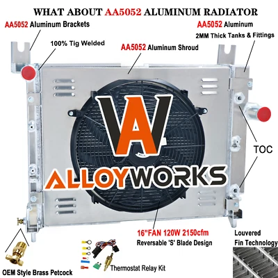 3 Row Radiator Shroud Fan For 2000-04 DODGE DAKOTA 2.5L 3.7 3.9L 5.2L 5.9L V8 - Image 1 of 4