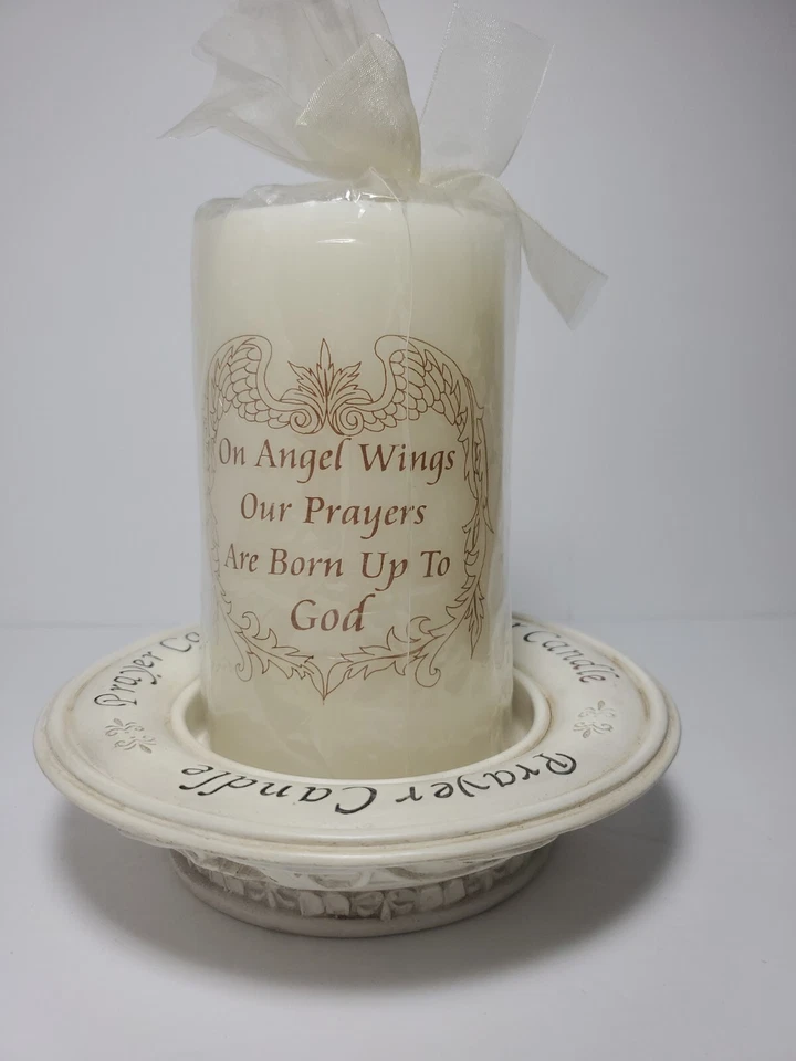 On angel wings our prayer are born up to God candle with base/wall plaque  - Изображение 1 из 4