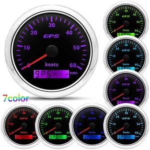 85mm GPS Speedometer Gauge 0-60Kknots 7 Colors LED for Marine Boat Car Truck ATV - Picture 1 of 16