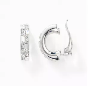 💎Touchstone Crystal Earrings Clip On Rhodium Clear New Condition - Picture 1 of 1