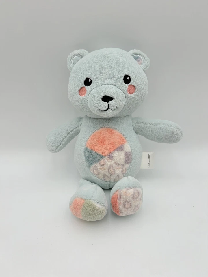 Laura Ashley 蓝熊 毛绒 泰迪 婴儿 Lovey 育婴 粉色 叶子 花肚 12 — 第 1/4 张图片