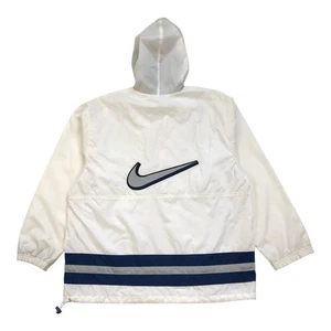 VINTAGE NIKE WINDBREAKER HOODIE LARGE L MENS WHITE SWEATSHIRT PULLOVER 1/2 ZIP - Picture 1 of 4