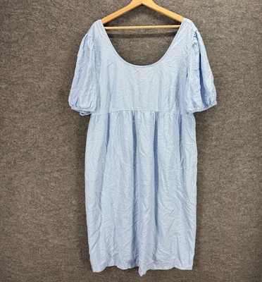 Ingrid & Isabel Maternity Dress Women 2XL Blue Shift Midi Linen Short Sleeve - Image 1 of 4