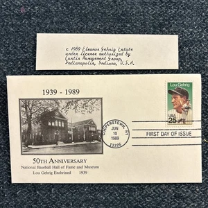 Cooperstown NY 1989 Lou Gehrig FDC Honoring Baseball Greats  - Picture 1 of 2