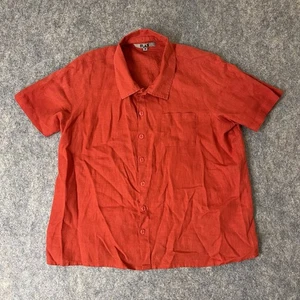 Flachs Leinen Hemd Herren Medium Rot Jeanne Engelhart Knopfleiste Kurzarm Strand - Bild 1 von 7
