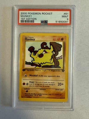 2000 Pokemon - 1st Edition Mankey Non Holo - Team Rocket 61/82 PSA 9 Mint! WOTC - Image 1 of 4