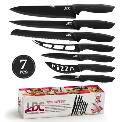 7 Piece Kitchen Knife Set Stainless Steel Ultra Sharp Steak Cooking Chef Knives - Image 1 of 4