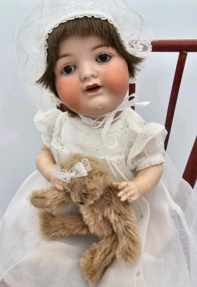 Antique Sweet German Bisque Baby Doll By Armand Marseille "Happy Tot" Mold 990  - Image 1 of 4