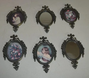 Cuadros y espejos italianos pequeños ornamentados de latón vintage enmarcados, juego de 6, Italia - Imagen 1 de 7