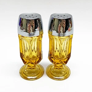 Vintage 1970s Anchor Hocking Georgian Amber Glass Salt & Pepper Shakers - Picture 1 of 4