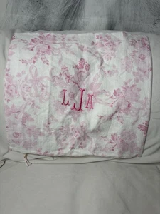 Pottery Barn LoveShackAusgefallener Damast Kissenbezug Rosa "LJA" Monogramm 20x20 - Bild 1 von 4