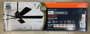 Hampton Bay Zandra II 52" Indoor/Outdoor MatteBlack Ceiling Fan w/Light & Remote - Picture 1 of 2