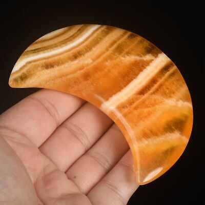 3.58  Natural Orange Calcite Carved Crescent Moon Mineral Collectibles#35W90  • 14.23€