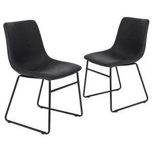 Set of 2 Dining Chair W/Backrest Upholstered Side Chairs Armless with Metal Legs - Picture 1 of 24