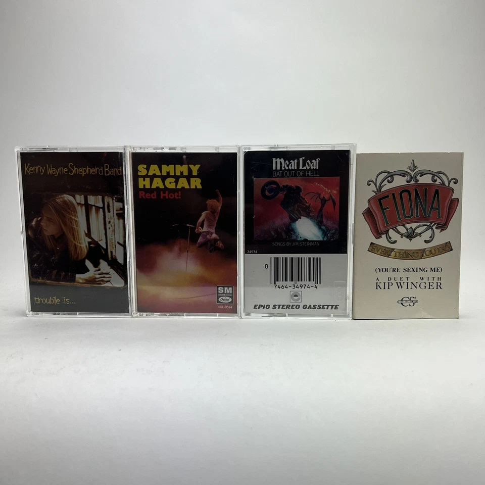 Lot of 4 Vintage 1980's Rock Music Cassette Tapes Sammy Hagar Meat Load Fiona Foto 1 de 4