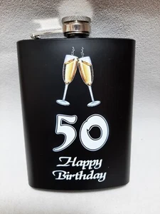 Flachmann - Acero inoxidable negro "HAPPY BIRTHDAY 50" - 8 oz/240 ml - NUEVO - 6-4046 - Imagen 1 de 1