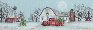 Cross Stitch Kit ~ Dimensions Scenic Winter Farm #70-08998 - Picture 1 of 5