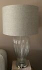 Bologna Glass Large Table Lamp With Grey Herringbone Shade