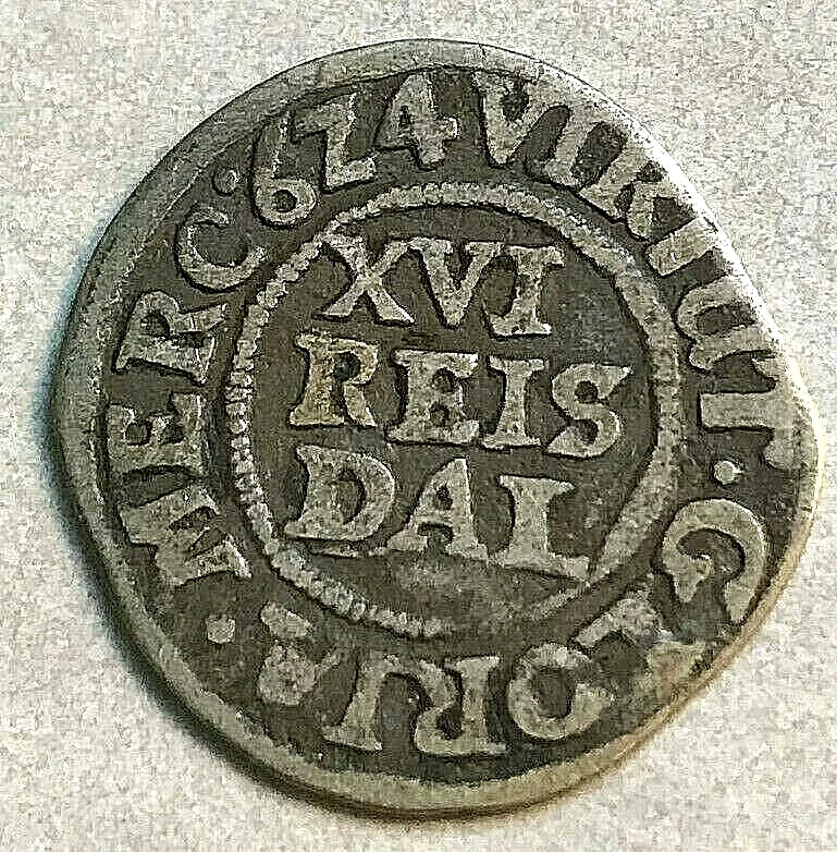 (1)6z4 (1624) Schleswig-Holstein-Gottorp 1/16 Thaler Pleasing Original VF CHN - Image 1 of 2