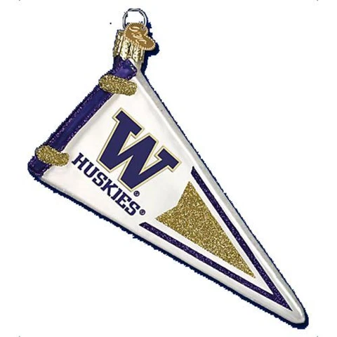 Washington Huskies Glass Christmas Ornament - Pennant Cover