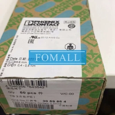 50Pcs/Box New For PHOENIX CONTACT Grounding terminal TB 2,5 B-PE I 3059854 - Image 1 of 2