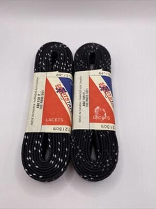 SPORTS TAPE HOCKEY LACES PRO SERIES- 2 pairs”MADE IN CANADA- 84”Unwaxed black - Picture 1 of 2