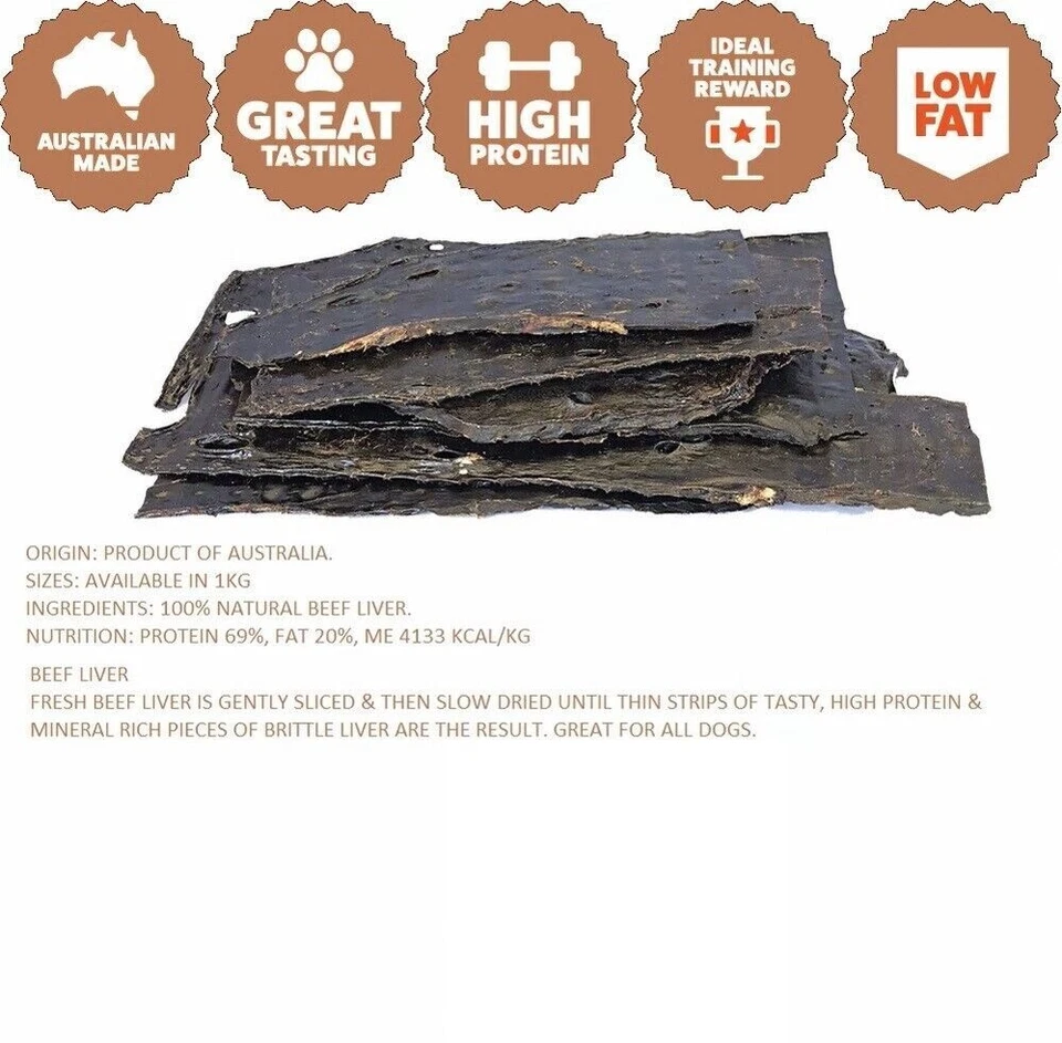 Beef Liver 1kg Aust LIVER- Bulk Dog Treats, Dehydrated - image 1 of 1