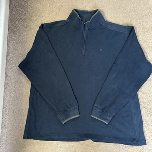 IZOD Mens Navy Cotton Knitted 1/4 Zip Long Sleeve Jumper X Large (33) - Picture 1 of 7