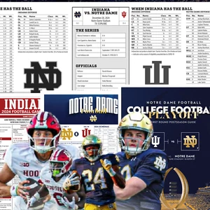 2024 Notre Dame vs Indiana - Playoff de fútbol americano universitario - Tarjeta abatible y notas del programa - Imagen 1 de 7
