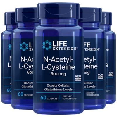 N-acetilcisteína (NAC) 600mg 5X60 cápsulas por Life Extension - Imagem 1 de 2