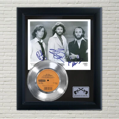 Bee Gees "To Love Somebody" Framed Platinum Record Reproduction Signatures - Image 1 of 4