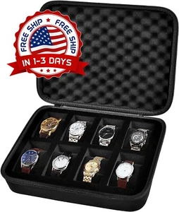 Estuche De Viaje Organizador De Caja De Reloj De 8 Ranuras Con Cremallera NUEVO. - Bild 1 von 8