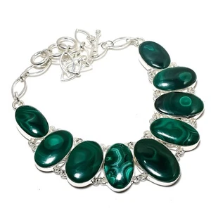 Malachite Gemstone Handmade 925 Solid Sterling Silver Jewelry Necklace For Gift - Picture 1 of 6
