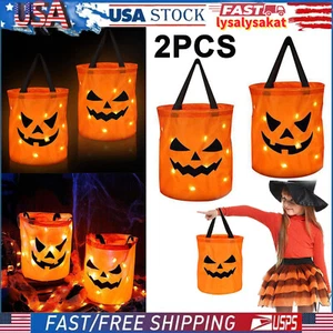 2PCS Halloween Trick or Treat Bags with LED Light, Halloween Candy Bags for Kids - Picture 1 of 6
