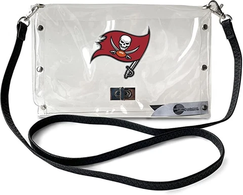Littlearth womens NFL Tampa Bay Buccaneers Clear Envelope Purse Black Strap Cover