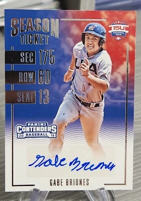 Gabe Briones 2016 Contenders Season Ticket Autograph 15U-GB USA Baseball Auto - Image 1 of 2