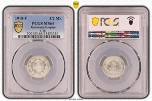 Empire 1/2 Mark 1915 F PCGS MS64 Brilliant Uncirculated 72389 - Picture 1 of 1