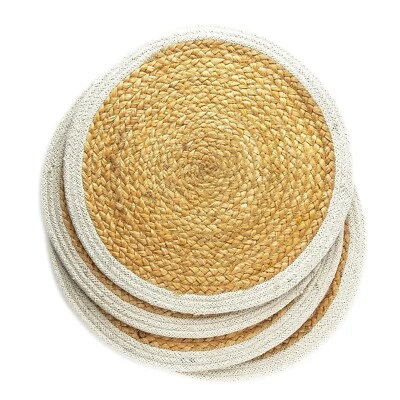 Place mat natural jute with white border coffee table mat dining table mat - Image 1 of 4