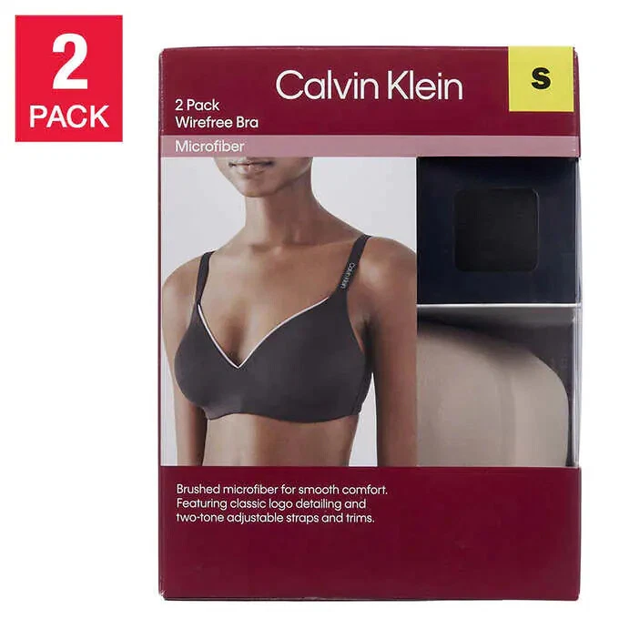 Calvin Klein Women's 2-Pack Microfiber Soft Wirefree Bra Size S, M, L, XL - Image 1 of 1