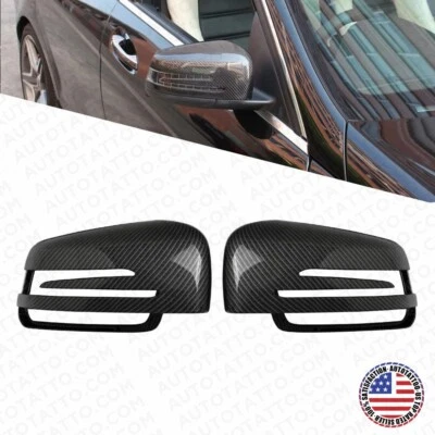 Carbon Fiber Style Side Rear Mirror Cover For Mercedes W204 W212 W117 C E Class Foto 1 de 4