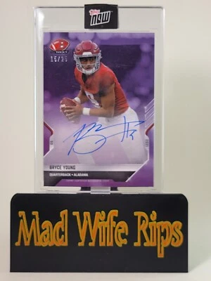 2021 Bowman Next BRYCE YOUNG XRC AUTO PURPLE SSP 15/25 - On Card - PANTHERS #1 - Image 1 of 4