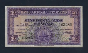 Portugal Portuguese TIMOR 5 AVOS 1940 P-12 VF+++ RARE - Picture 1 of 2