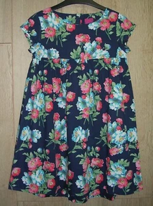 Joules Girls Blue Floral Print Cotton Zip Back Dress Age 9-10 140cm - Picture 1 of 4
