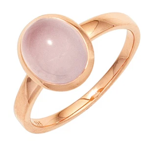 JOBO Damen Ring 585 Gold Rotgold 1 Rosenquarz Cabochon rosa Rotgoldring RW: 60 - Bild 1 von 1