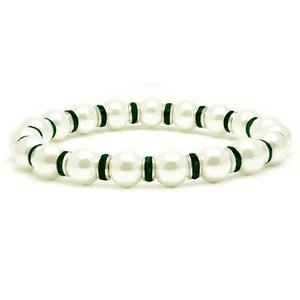 "Brazalete esmeralda Tuchi perla blanca hematita para mujer 7,5" - Imagen 1 de 4