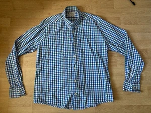 Camisa de hombre Barbour manga larga ajuste a medida a cuadros azul talla grande - Imagen 1 de 6