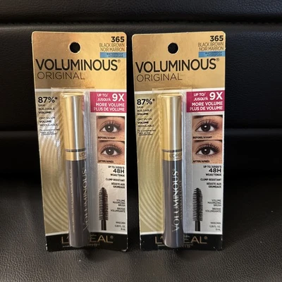 2X L'Oreal Voluminous Original Mascara #365 Black Brown WATERPROOF - 2 Lot - Image 1 of 2