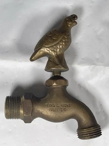 Vintage FLORA & FAUNA Quail Garden Outdoor Faucet Solid Shiny Brass - Picture 1 of 7